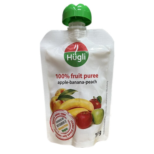 Mus jabłko/banan/brzoskwinia 100g 50szt.-HUGLI