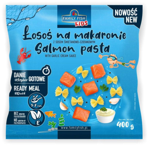Łosoś na&nbsp;makaronie z&nbsp;sosem śmietankowo-czosnkowym 400g.-NORD(10)