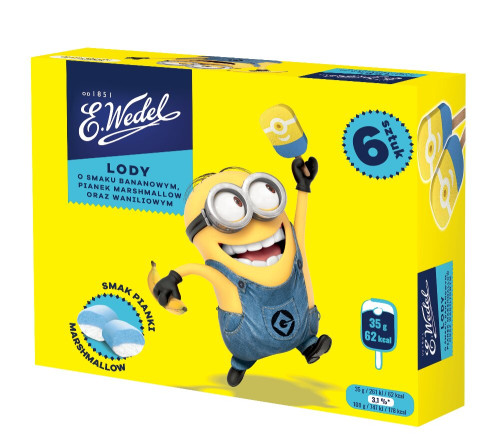 Lody Patyk MINIONEK Banan-Wanilia MULTIPACK (6x60ml)-WEDEL(10)
