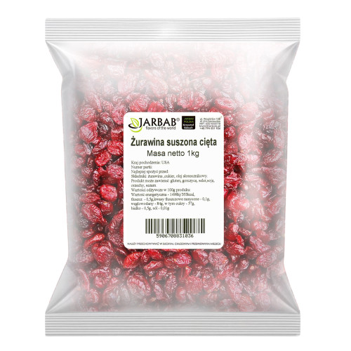 Żurawina suszona cięta 1kg Jarbab